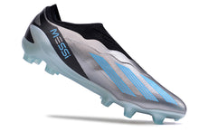 Carregar imagem no visualizador da galeria, Chuteira de Campo ADIDAS X CrazyFast+ LL FG Messi Azul/Prata/Preto
