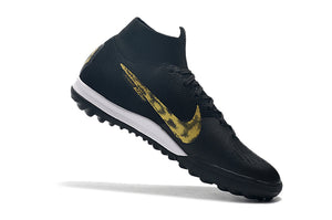 CHUTEIRA NIKE MERCURIAL SUPERFLY 6 ELITE TF "BLACK LUX" PRETO/DOURADO