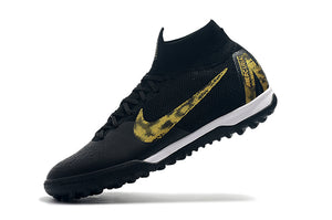 CHUTEIRA NIKE MERCURIAL SUPERFLY 6 ELITE TF "BLACK LUX" PRETO/DOURADO